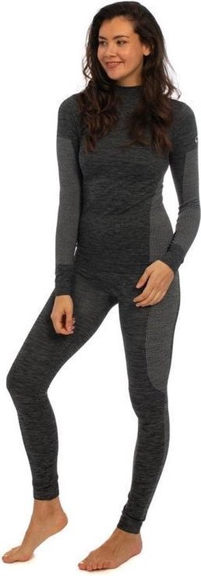 Thermo onderkleding set voor dames zwart melange - maat M - shirt lange  mouw en broek... | bol.com