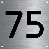 RVS huisnummer 12x12cm nummer 75
