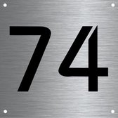 RVS huisnummer 12x12cm nummer 74