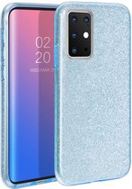 HB Hoesje Geschikt voor Samsung Galaxy S20 Plus - Siliconen Glitter Back Cover - Blauw
