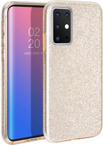 HB Hoesje Geschikt voor Samsung Galaxy S20 Plus - Siliconen Glitter Back Cover - Goud