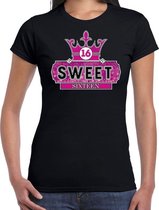 Sweet 16 cadeau t-shirt zwart voor meiden/dames - zestien verjaardag / jarig shirt / outfit M