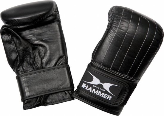 Hammer Boxing Zakhandschoenen Punch - Leer - Voorgevormd - Zwart Maat L/XL - Hammer Fitness