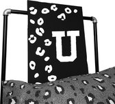 Leopard tekstbord met letter voornaam-leuk voor op een kinderkamer-letter U