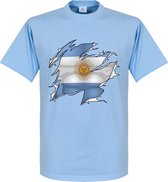 Argentinië Ripped Flag T-Shirt - Lichtblauw - M