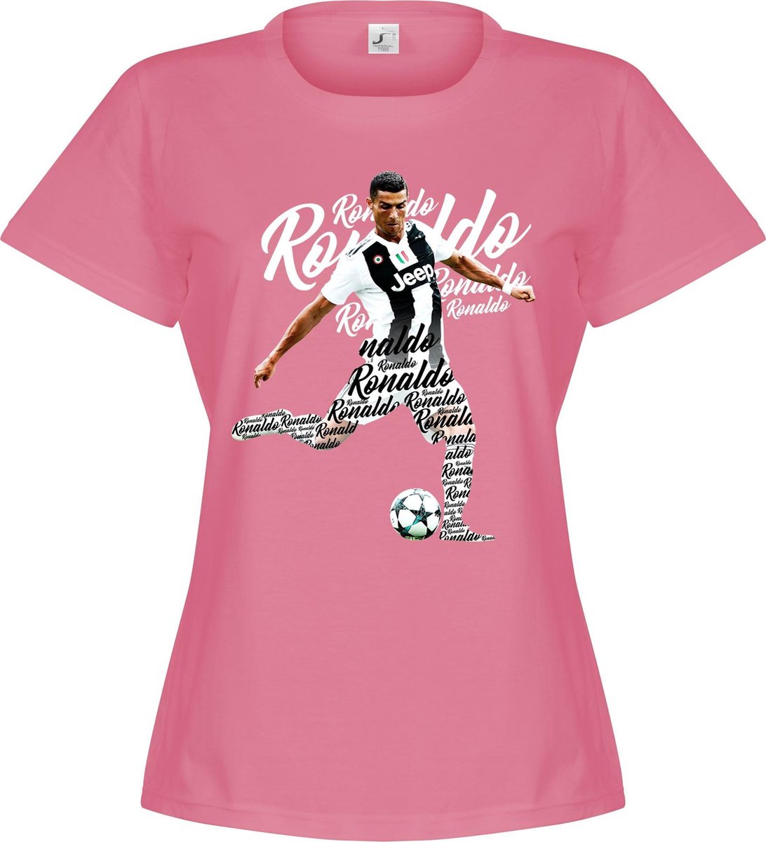 Ronaldo Script Dames T-Shirt - Roze - XL