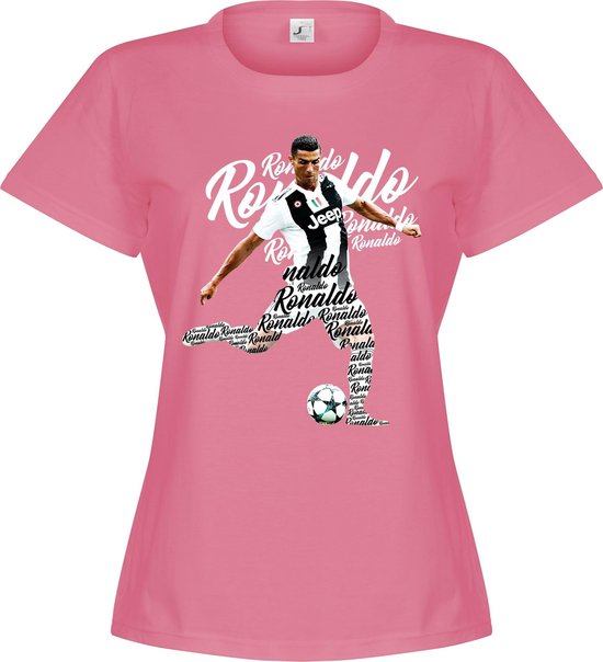 Ronaldo Script Dames T-Shirt - Roze - XL