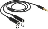 DeLOCK 3,5mm Jack 4-polig audio splitter - slim kabel / zwart - 0,25 meter