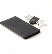 JACCET lederen Galaxy S20 Ultra sleeve - antraciet/zwart leer met zwart wolvilt - 100% Handmade