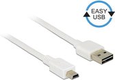 Mini USB naar Easy-USB-A kabel - USB2.0 - tot 2A / wit - 1 meter
