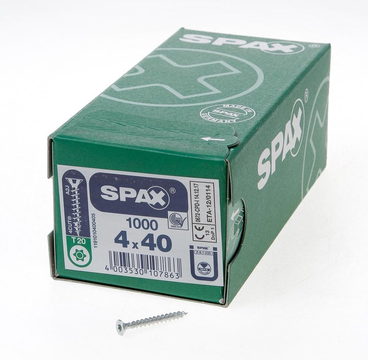 Spax Spaanplaatschroef Verzinkt Torx 4.0 x 40 - 1000 stuks - Spax