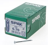 Spax Spaanplaatschroef platverzonken kop verzinkt pozidriv deeldraad 6.0x70mm (per 100 stuks)