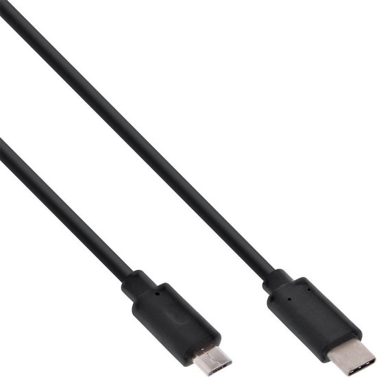 USB Micro B naar USB-C snellaadkabel - USB2.0 - tot 3A / zwart - 1 meter