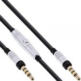 InLine 3,5mm Jack hoofdtelefoon kabel met microfoon - zwart/zilver - 1,3 meter