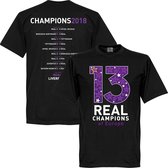 Real Madrid 13 Times Champions League Winners T-Shirt - Zwart - XS