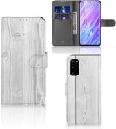 Smartphone Hoesje Alcatel Geschikt voor Samsung Galaxy S20 Book Style Case White Wood