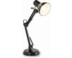 B.K.Licht - Zwarte Tafellamp - industriële bureaulamp - kantelbaar retro metalen design - E14 fitting - excl. lichtbron