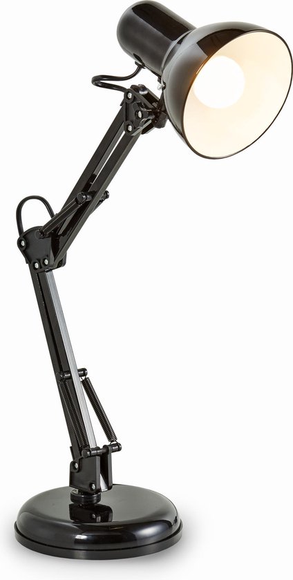 B.K.Licht - Lampe de table - lampe de bureau - lampe de lecture - industriel - noir - rétro - métal - avec bras articulé - orientable - excl. E14