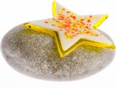 Mini urn Kleine Ster geel/wit/oranje - Natuurstenen kinderurn met glasobject ster