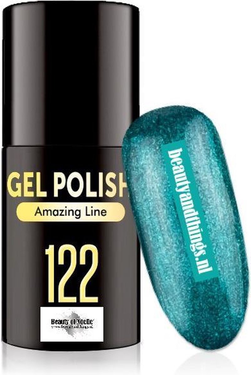 Beauty of Noelle© Top-Line Gellak 115 light sea green glitter 5ml - gel nagels - acrylnagels - nep nagels - manicure