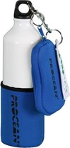 Aluminium fles 750 ml set wit/blauw