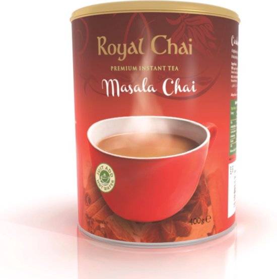 Royalchai Masala, ongezoet. Doos met 6 tubs (6 x 400g)