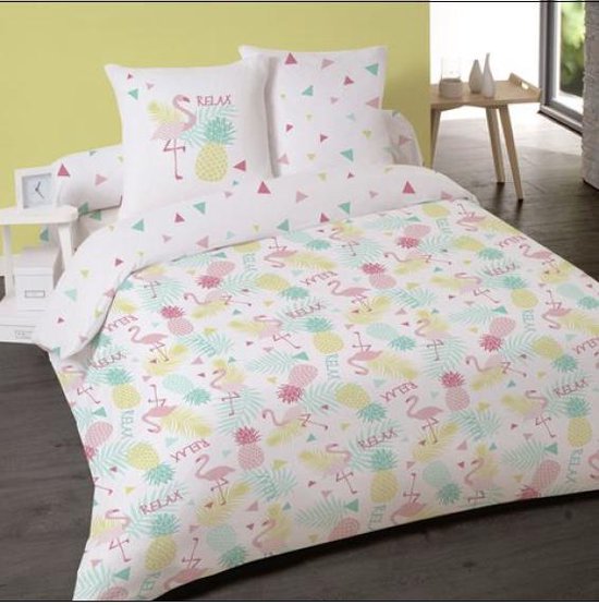 Housse de couette 2 personnes coton Flamingo 240x220 avec 2 taies d'oreiller 65x65