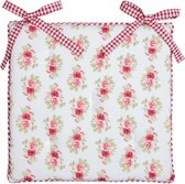 Kussen met foam | 40*40 cm | Rood | 100% Katoen | Vierkant | Bloemen | Clayre & Eef | GAR29