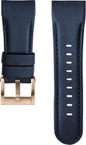 Blue leather strap with PVD rose gold