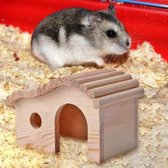 Luxe houten huisje voor knaagdieren - Hamster huisje hout - Blokhut - Speelhuis - Knaagdierhuis - Muizenkooi / hamsterkooi - 15 x 8 cm