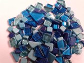 Mozaïek Soft glass puzzels glitter Blauw mix