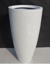 Design Moderne Bloempot Rond - Fiberglass - 43x80cm - MAT WIT - 6920B