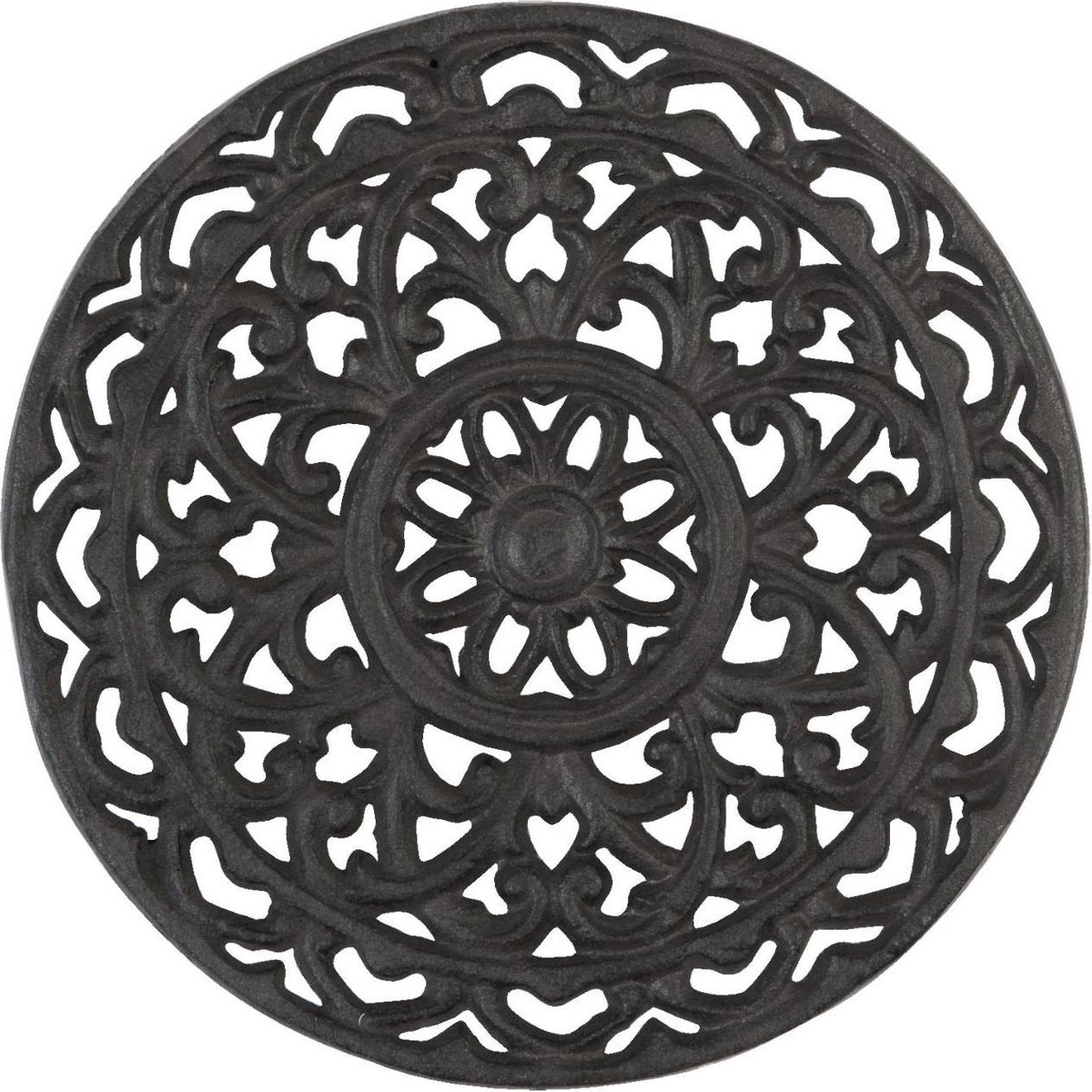 Clayre & Eef | Pannenonderzetter Ø 20 cm | Chocola | Ijzer | Rond | Patroon | 6Y0837