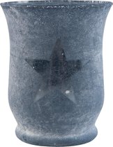 Waxinelichthouder  | Ø 9*11 cm   | Grijs | Glas | Ster | Clayre & Eef | 6GL1699