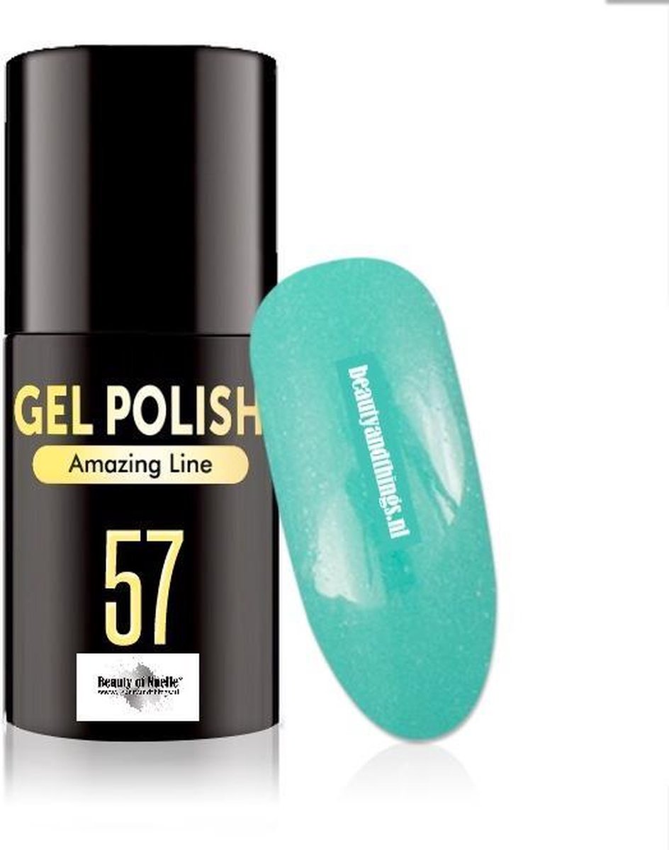 Beauty of Noelle© Top-Line Gellak 57 aqua cyan smart glitter 5ml - gel nagels - acrylnagels - nep nagels - manicure