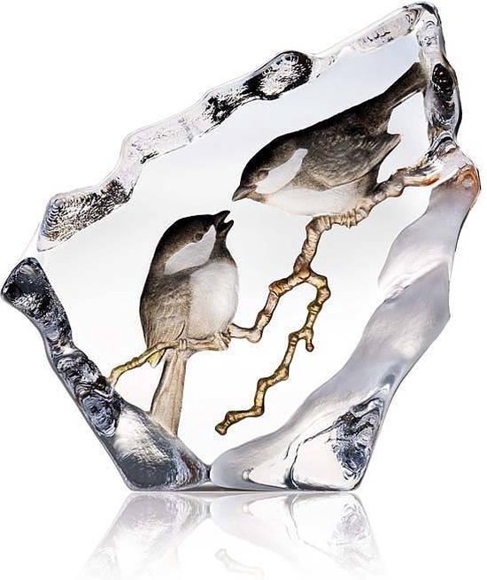 Kristallen sculptuur met Mussen (zuiver kristal)