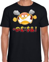 Funny emoticon t-shirt vloekend en tierend zwart voor heren S