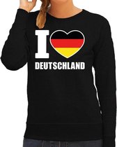 I love Deutschland supporter sweater / trui voor dames - zwart - Duitsland landen truien - Duitse fan kleding dames XXL
