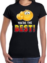 Funny emoticon t-shirt you are the best zwart voor dames XL