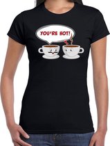 Koffie kopjes cadeau t-shirt zwart voor dames M