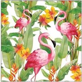 60x Flamingo hawaii/exotisch thema servetten 33 x 33 cm - Papieren servetten 3-laags