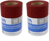 Set van 2x Schuurpapier op rol - Grof - P60 - 110mm x 4,5 meter - Korrelgrofte 60 - Verf/klus materiaal benodigdheden