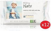 NATY - Pak van 12 verpakkingen van zachte eco Aloe Vera-doekjes - 56 stks