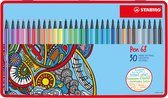 Premium viltstiften - STABILO Pen 68 - metalen etui met 30 kleuren