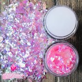 GetGlitterBaby Chunky Festival Glitters Stukjes voor Lichaam en Gezicht / Face Body Glitter - Roze - en Glitter HuidLijm