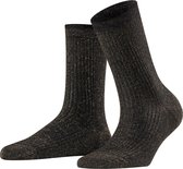 FALKE Shiny Rib Dames Sokken - Zwart - Maat 35-38