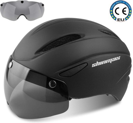 KW® Zwarte Fietshelm CE-certificaat | Met afneembare veiligheidsbril en  Verstelbare... | bol.com