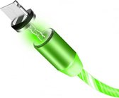 Jocam - 1 Meter Magnetische - lichtvloeiende - LED - oplaadkabel Iphone connector - 2.4A - Groen