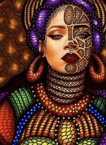 Afrikaanse Vrouw - 30x40cm - VIERKANT – HQ Diamond Painting - volledig dekkend - Diamant Schilderen – voor Volwassenen – abstract