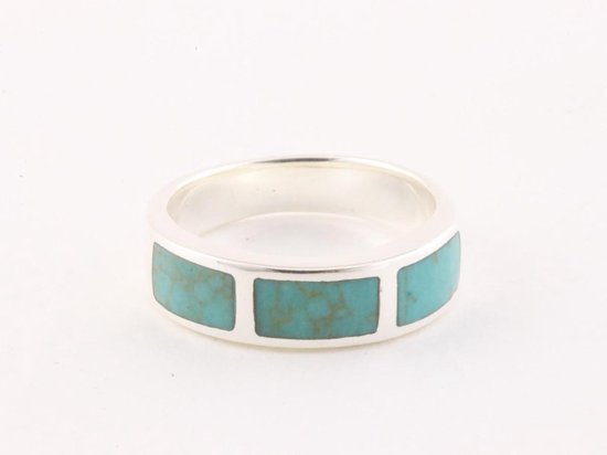 Zilveren ring met groene turkoois - maat 17